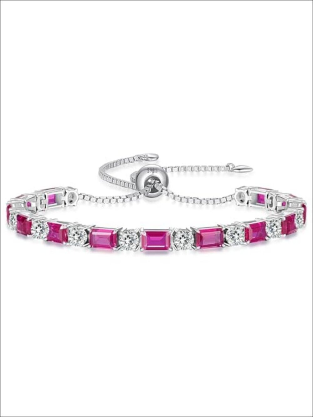 Sterling Silver Tennis Bracelet Adjustable Box Chain